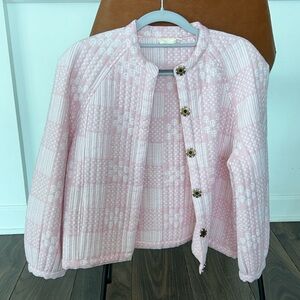 Julia Amory Devon jacket in blooms patchwork print